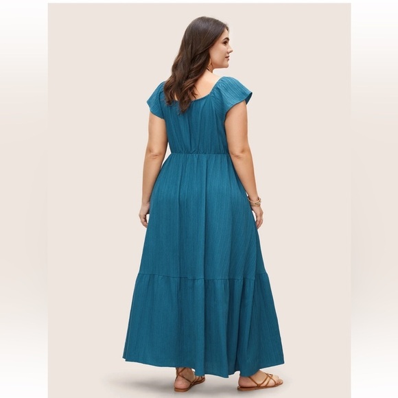 BloomChic Plus Size 2XL Texture Drawstring Tie Knot Tassels Dress us18-20 - Picture 2 of 10